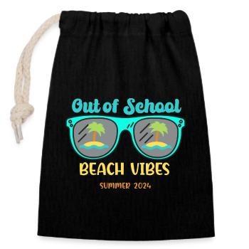 Out Of School Beach Vibes Summer2024 - Closable cotton gift bag (14x20cm) - black - Front