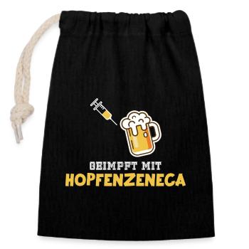 Vaccinated with Hopfenzeneca Beer Funny Vaccination - Closable cotton gift bag (14x20cm) - black - Front