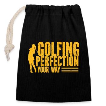 Golf - Golfclub Goldspieler Birdie Elite Luxus - Verschließbarer Geschenkbeutel aus Baumwolle (14x20cm) - Schwarz - Vorne