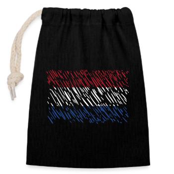 Pays-Bas - Sac cadeau en coton avec cordon (14 x 20 cm) - noir - Devant