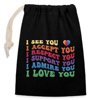 Pride - Accept Respect Support Admire Love You - Closable cotton gift bag (14x20cm) - black - Front
