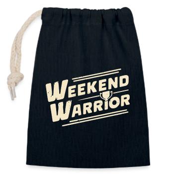 WEEKEND WARRIOR - Closable cotton gift bag (14x20cm) - navy - Front