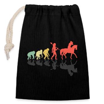 Pferdefotografie Reiten Evolution Foto - Verschließbarer Geschenkbeutel aus Baumwolle (14x20cm) - Schwarz - Vorne