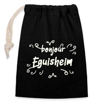 France Eguisheim Texte - Sac cadeau en coton avec cordon (14 x 20 cm) - noir - Devant