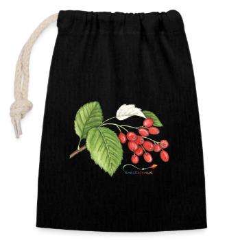 Echte Mehlbeere (Sorbus aria) - Verschließbarer Geschenkbeutel aus Baumwolle (14x20cm) - Schwarz - Vorne