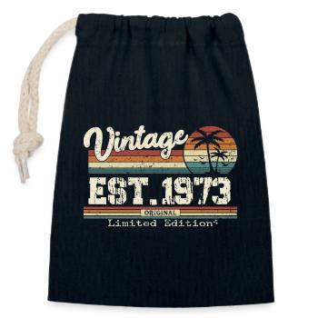 1973 Vintage Millésime anniversaire Retro cadeau - Sac cadeau en coton avec cordon (14 x 20 cm) - bleu marine - Devant