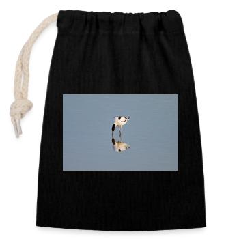 Avocet in the Water - Closable cotton gift bag (14x20cm) - black - Front