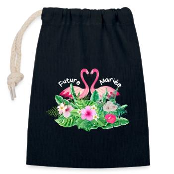 Tropische Flamingo-Braut - Verschließbarer Geschenkbeutel aus Baumwolle (14x20cm) - Navy - Vorne