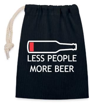 Less People More Beer - Closable cotton gift bag (14x20cm) - navy - Front