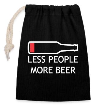 Less People More Beer - Closable cotton gift bag (14x20cm) - black - Front