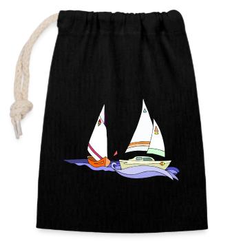 Sailboats - Closable cotton gift bag (14x20cm) - black - Front
