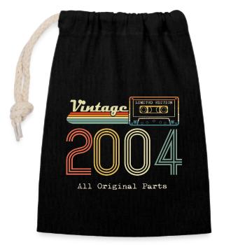 2004 Original 2004 Vintage Vintage Retro Jahrestag - Verschließbarer Geschenkbeutel aus Baumwolle (14x20cm) - Schwarz - Vorne