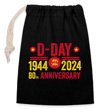 Normandy D-Day 80th Anniversary 1944 2024 - Closable cotton gift bag (14x20cm) - black - Front