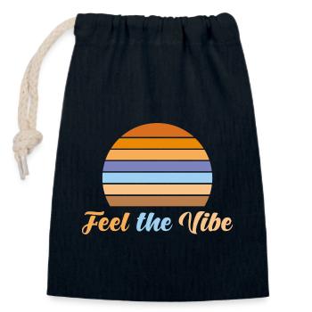 Feel the vibe - Closable cotton gift bag (14x20cm) - navy - Front