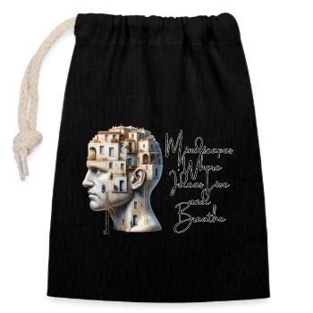 Headquarters of Imagination - Closable cotton gift bag (14x20cm) - black - Front