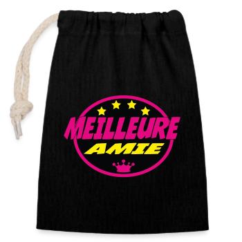 MEILLEURE AMIE - Sac cadeau en coton avec cordon (14 x 20 cm) - noir - Devant