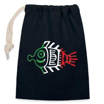 Symbole aztèque Maya mexicain Drapeau mexicain Bec-en-sabot - Sac cadeau en coton avec cordon (14 x 20 cm) - bleu marine - Devant