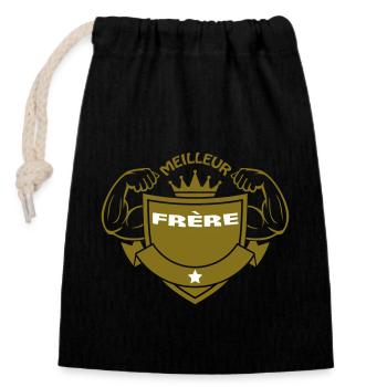 MEILLEUR Frère - Sac cadeau en coton avec cordon (14 x 20 cm) - noir - Devant