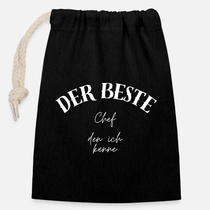 Le meilleur patron que je connaisse - Cheffe Chefin - Sac cadeau en coton avec cordon (14 x 20 cm) - noir