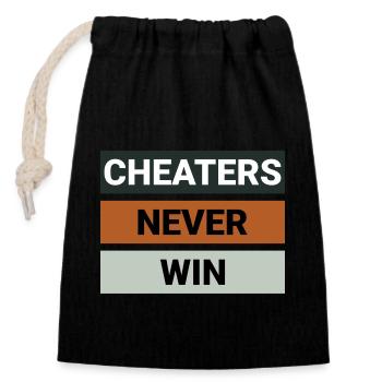 Cheaters Never Win - Closable cotton gift bag (14x20cm) - black - Front
