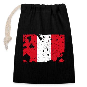 Peru Flag - Vintage - Closable cotton gift bag (14x20cm) - black - Front