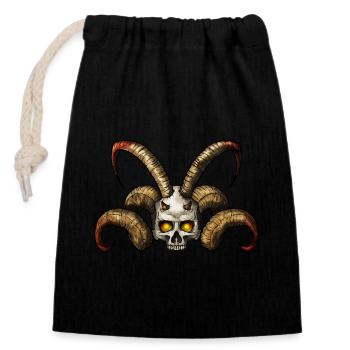 Devil Skull 2 - Closable cotton gift bag (14x20cm) - black - Front