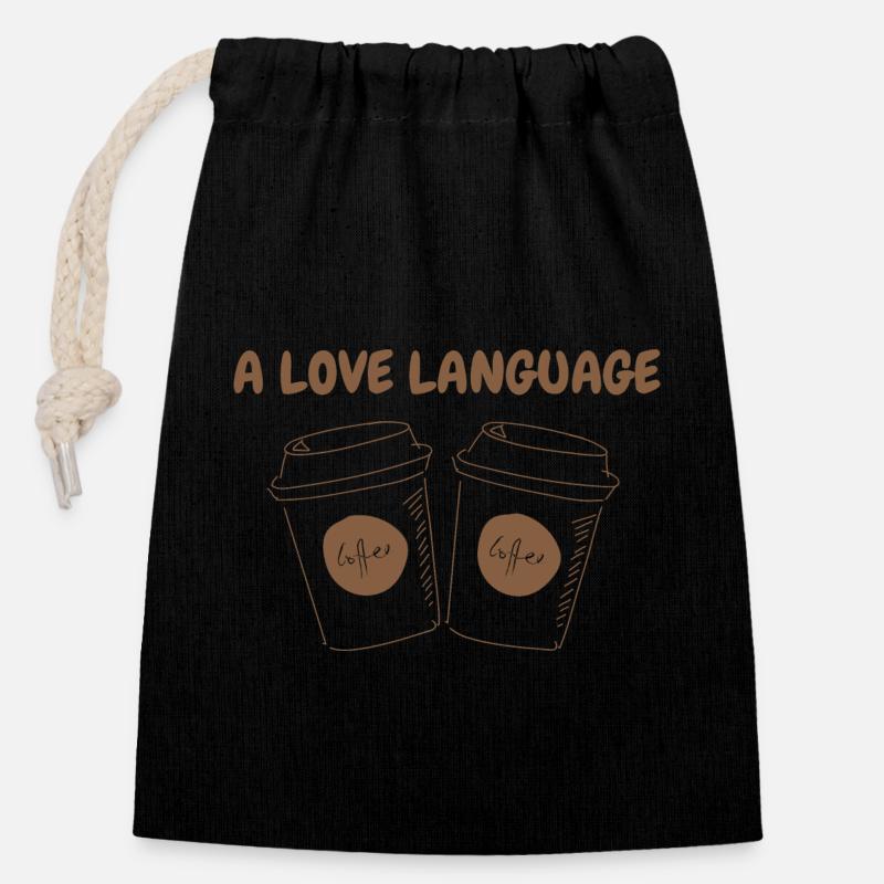 A LOVE LANGUAGE - Verschließbarer Geschenkbeutel aus Baumwolle (14x20cm) - Schwarz