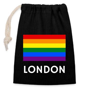 Pride-Flagge London - Verschließbarer Geschenkbeutel aus Baumwolle (14x20cm) - Schwarz - Vorne