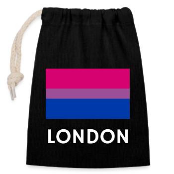 Drapeau de la Bi Pride de Londres - Sac cadeau en coton avec cordon (14 x 20 cm) - noir - Devant