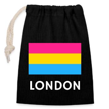 Pan Pride Flagge London - Verschließbarer Geschenkbeutel aus Baumwolle (14x20cm) - Schwarz - Vorne
