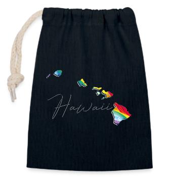 LGBTQ flag in the Hawaii State map HI - Closable cotton gift bag (14x20cm) - navy - Front