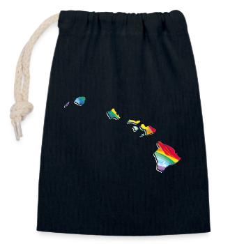 LGBTQ flag in the Hawaii state map - Closable cotton gift bag (14x20cm) - navy - Front