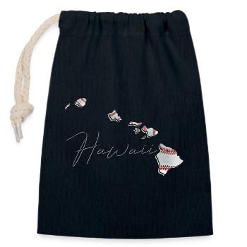 Real Baseball in Hawaii State Map HI - Closable cotton gift bag (14x20cm) - navy - Front