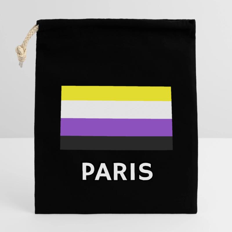 Non binary Pride Flag Paris Closable cotton gift bag (14x20cm)