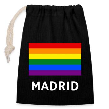 Pride Flag Madrid - Closable cotton gift bag (14x20cm) - black - Front