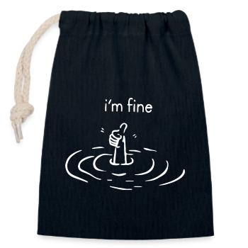 I'm Fine Print - Sac cadeau en coton avec cordon (14 x 20 cm) - bleu marine - Devant