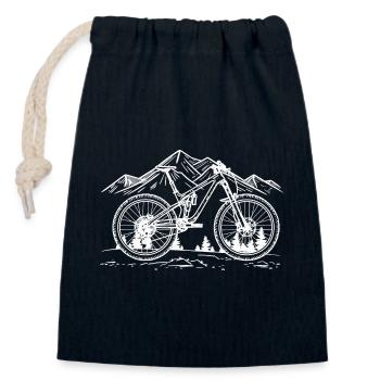 Dessin VTT - Sac cadeau en coton avec cordon (14 x 20 cm) - bleu marine - Devant