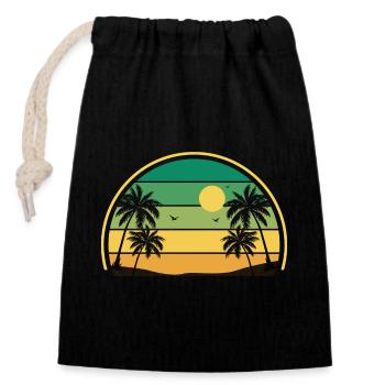 Retro Summer Sunset - Closable cotton gift bag (14x20cm) - black - Front
