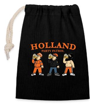 Holland Party Patrol - Closable cotton gift bag (14x20cm) - black - Front