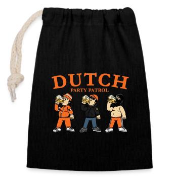 Dutch Party Patrol For Hooligans - Closable cotton gift bag (14x20cm) - black - Front