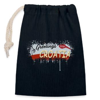 croatia hrvatska croatia hrv hr travel tourism - Closable cotton gift bag (14x20cm) - navy - Front