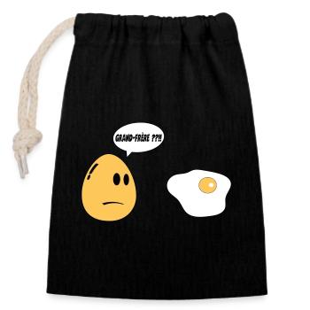 Grand Frère oeuf - Sac cadeau en coton avec cordon (14 x 20 cm) - noir - Devant