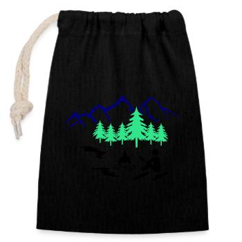 campfire outdoor - Closable cotton gift bag (14x20cm) - black - Front
