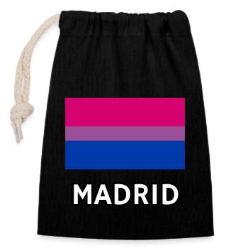 Drapeau de la Bi Pride Madrid - Sac cadeau en coton avec cordon (14 x 20 cm) - noir - Devant