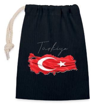 Turquie Türkiye drapeau en Türkiye Carte TR - Sac cadeau en coton avec cordon (14 x 20 cm) - bleu marine - Devant