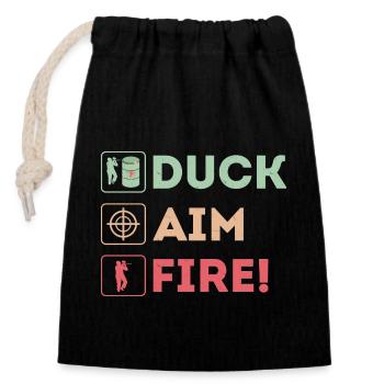 Duck, Aim, Fire! Paintball Tactical Player - Closable cotton gift bag (14x20cm) - black - Front