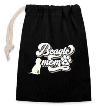 Beagle maman chien propriétaire style rétro - Sac cadeau en coton avec cordon (14 x 20 cm) - noir - Devant