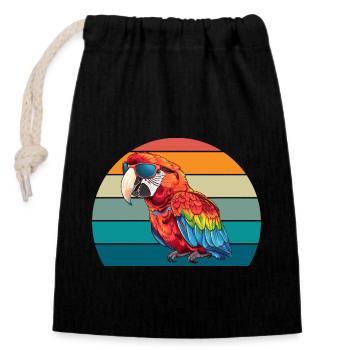 Parrot Retro Bird Summer - Closable cotton gift bag (14x20cm) - black - Front