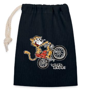 Tigre sauvage - Sac cadeau en coton avec cordon (14 x 20 cm) - bleu marine - Devant