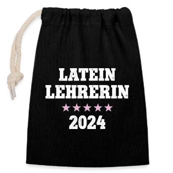 Latein Lehrerin 2024 Lateinlehrerin Latin Teacher - Verschließbarer Geschenkbeutel aus Baumwolle (14x20cm) - Schwarz - Vorne
